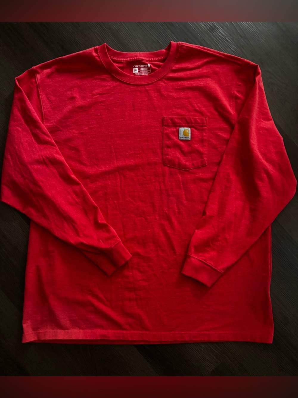 Carhartt Loose Fit Crew Neck Long Sleeve Tee in Coral Orange Red Sz XXL